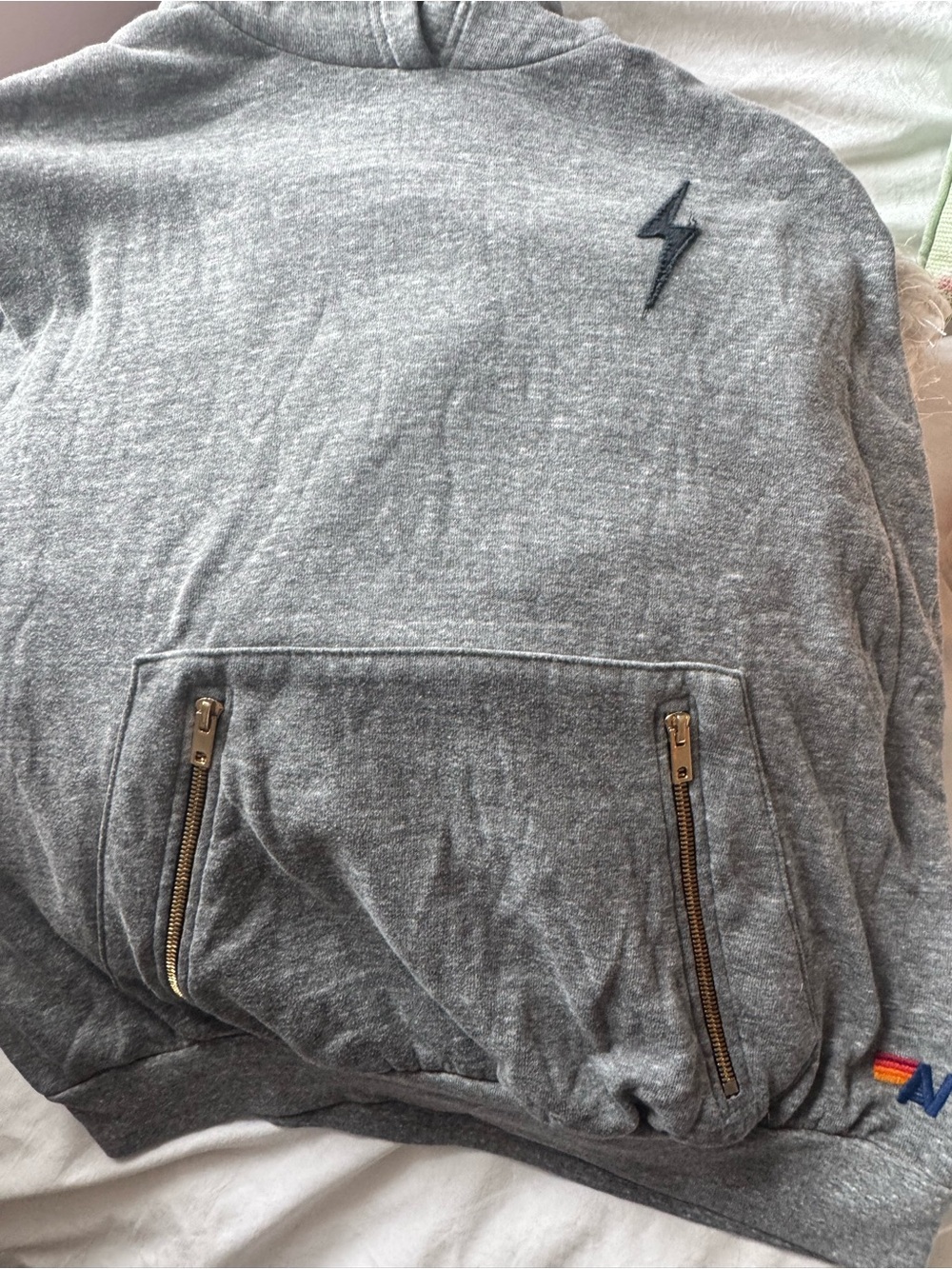 Aviator Nation Gray Hoodie with Lightning Logo - Picture 2 of 4